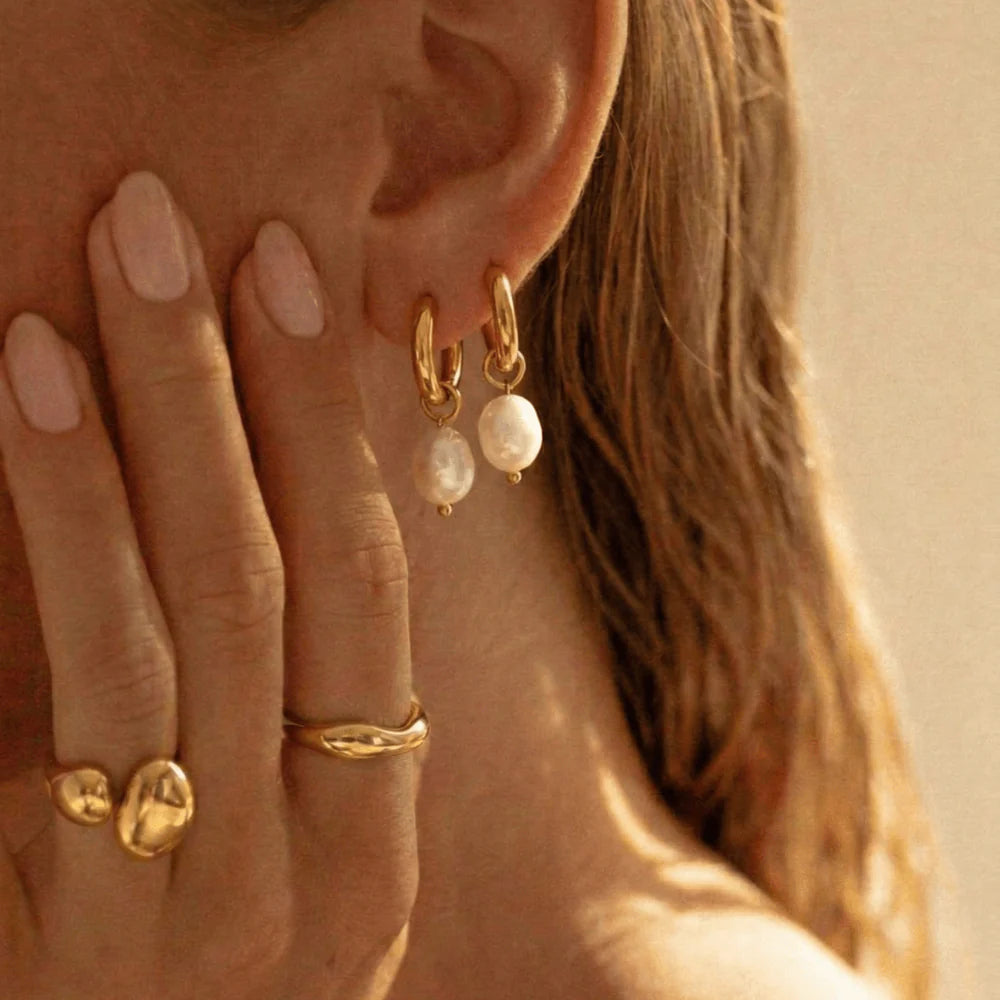 Pendientes 18k - Perla