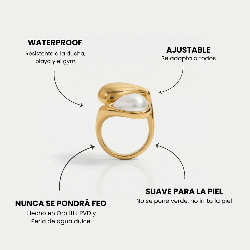 Anillo 18k - Gota y Perla