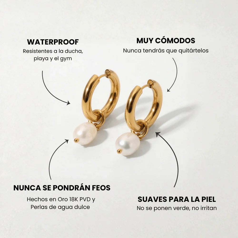 Pendientes 18k - Perla
