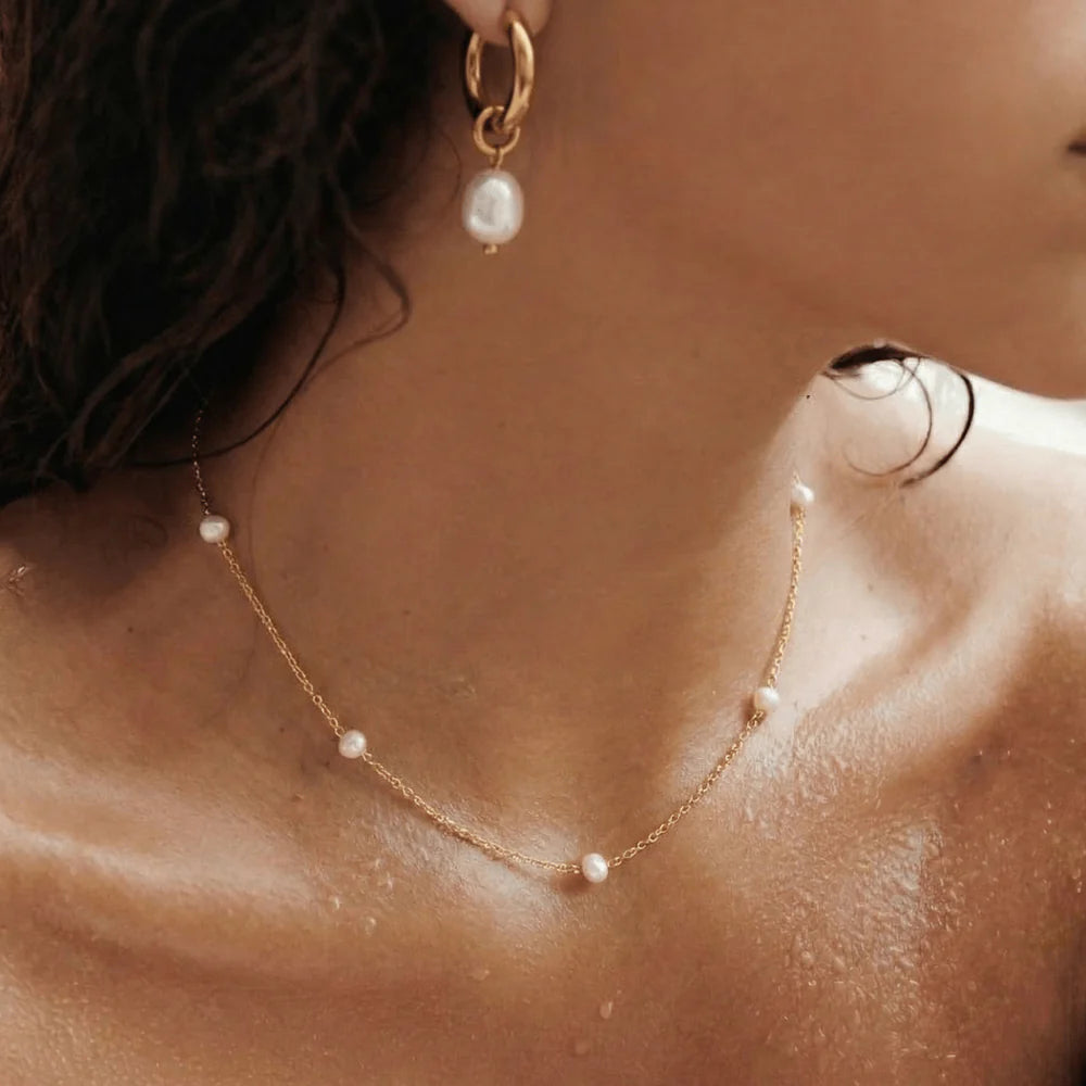 Pendientes 18k - Perla