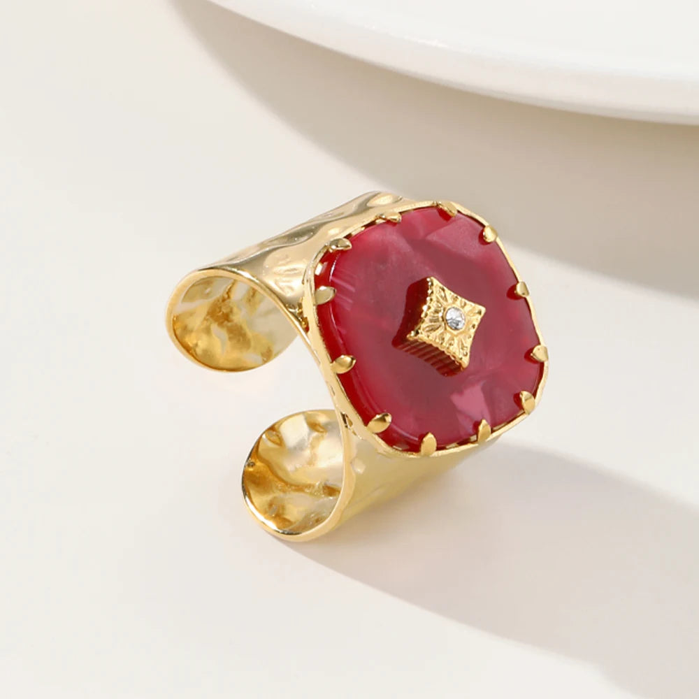 Anillo 18k - Piedra roja