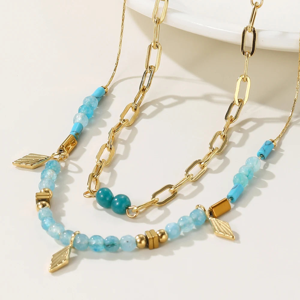 Collar 18K - Piedras azules
