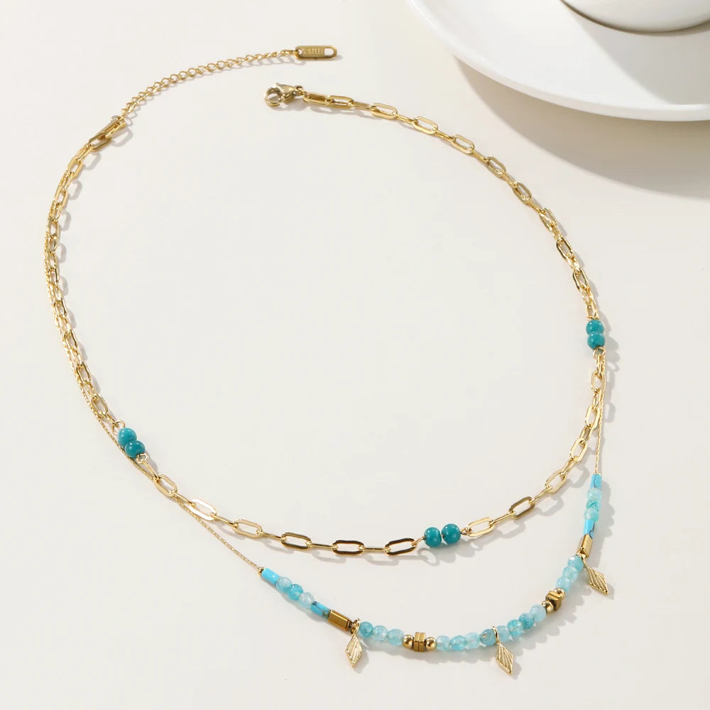 Collar 18K - Piedras azules