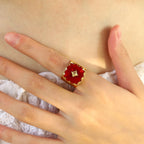 Anillo 18k - Piedra roja