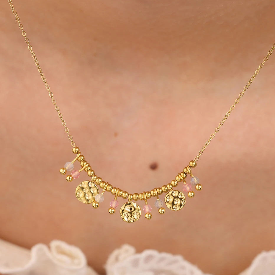 Collar 18K - Piedra rosa
