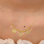 Collar 18K - Piedra rosa