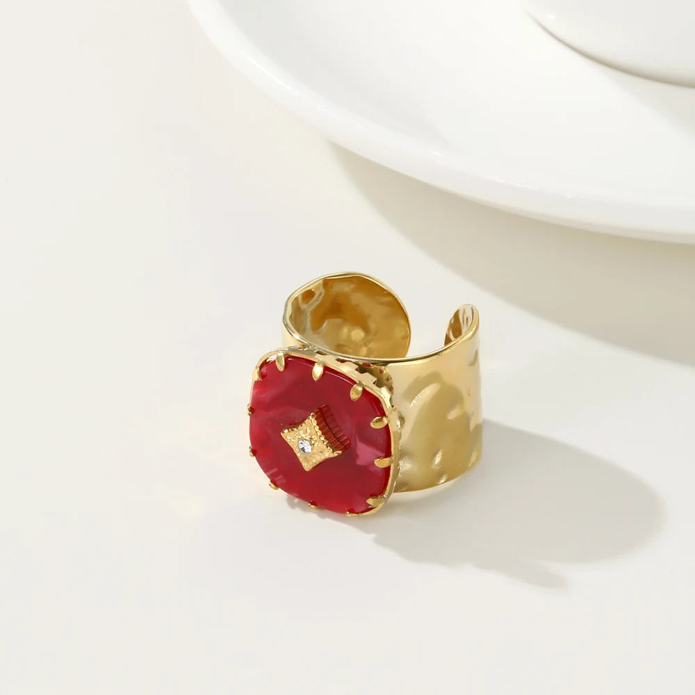 Anillo 18k - Piedra roja
