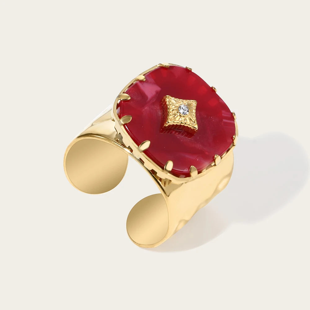 Anillo 18k - Piedra roja