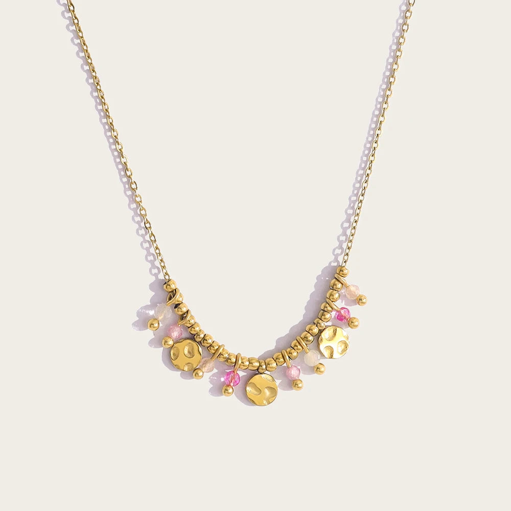 Collar 18K - Piedra rosa