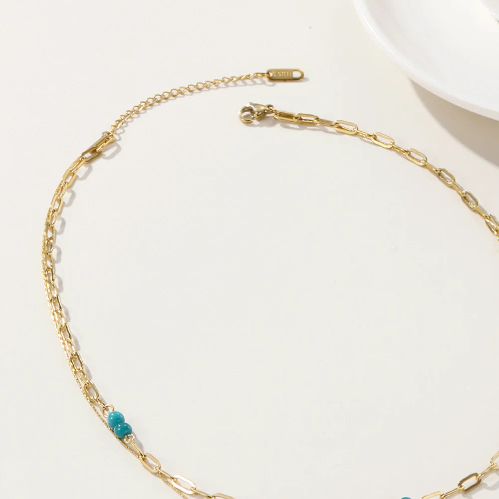 Collar 18K - Piedras azules
