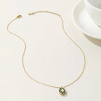 Collar 18K - Piedra natural redonda