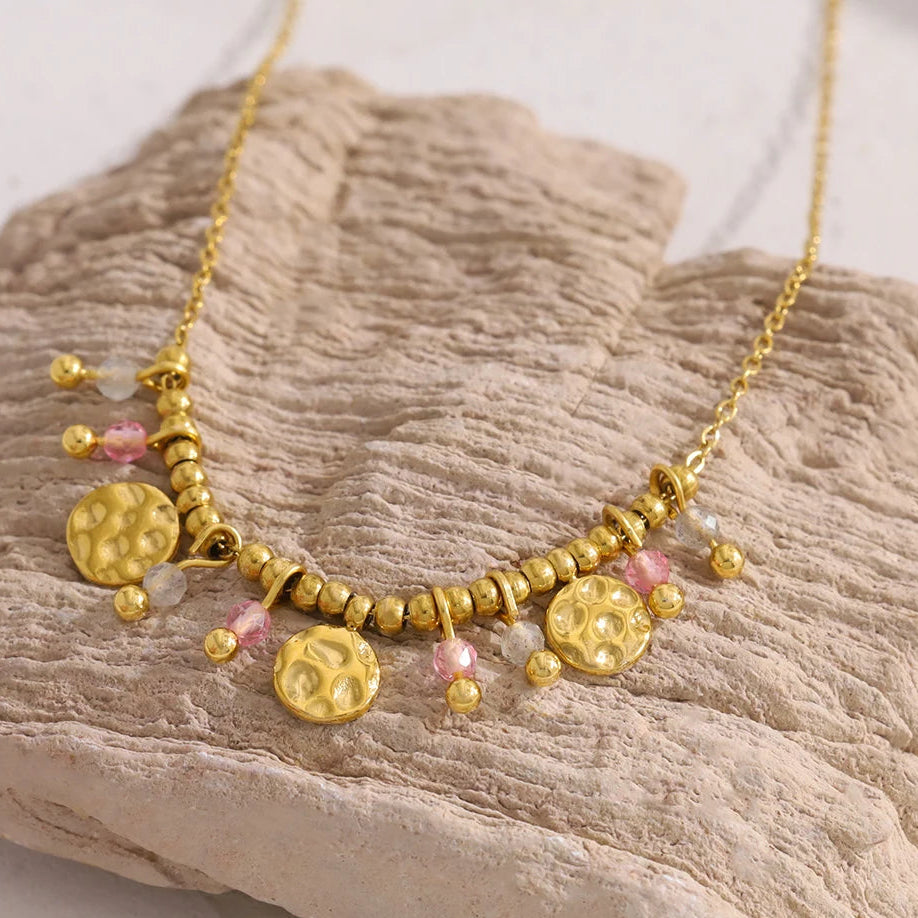 Collar 18K - Piedra rosa