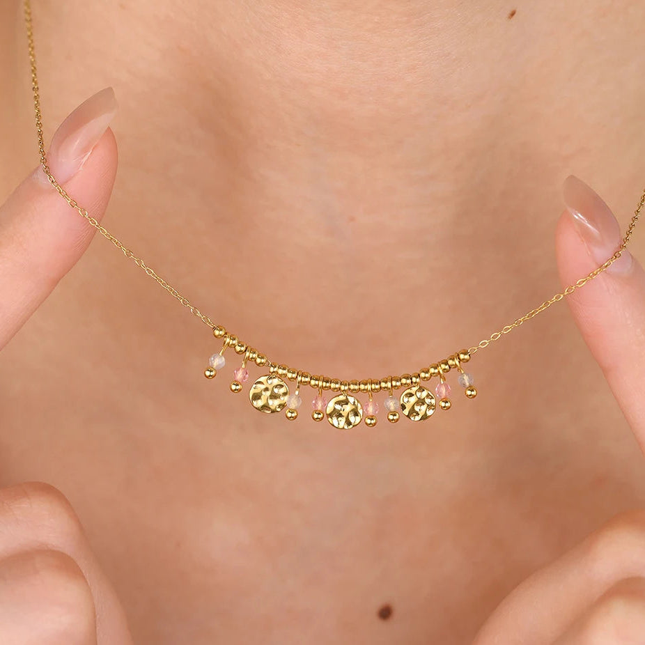 Collar 18K - Piedra rosa