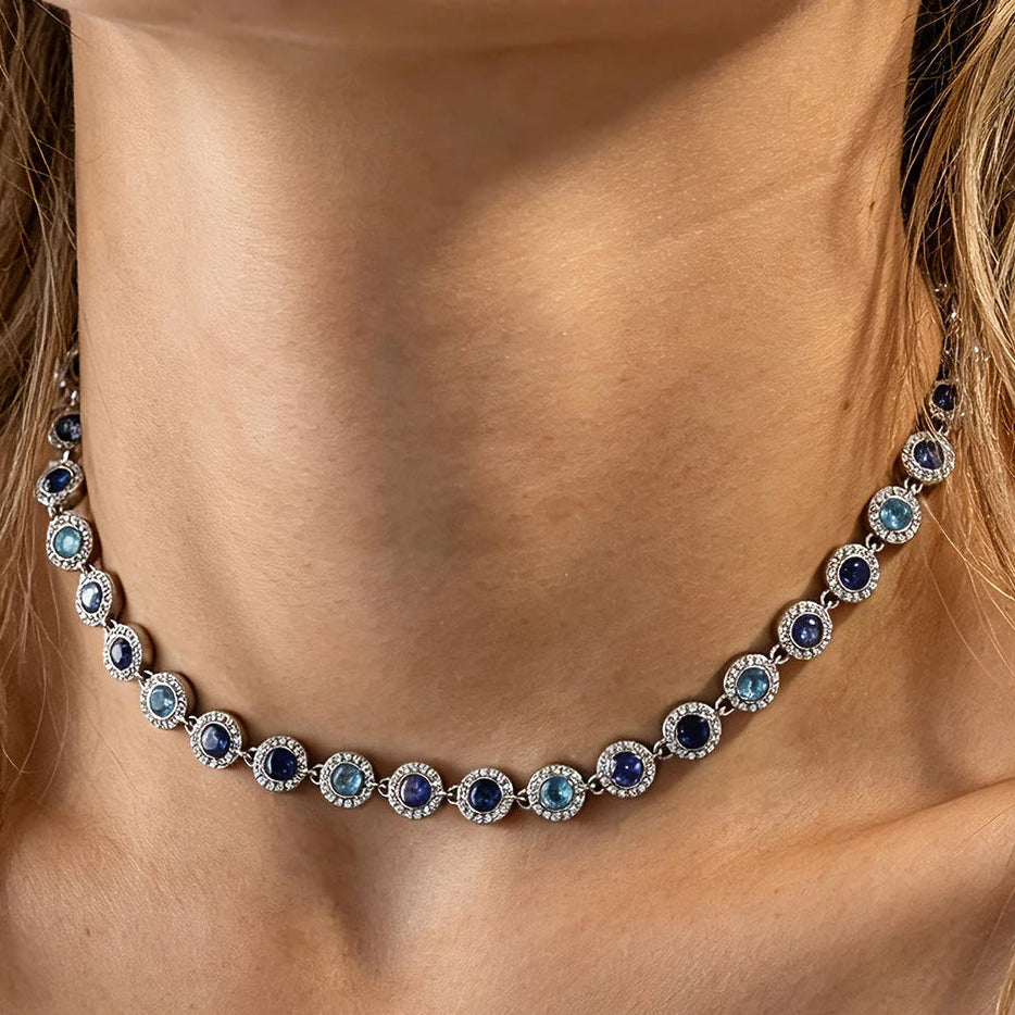 Collar plata - Azul
